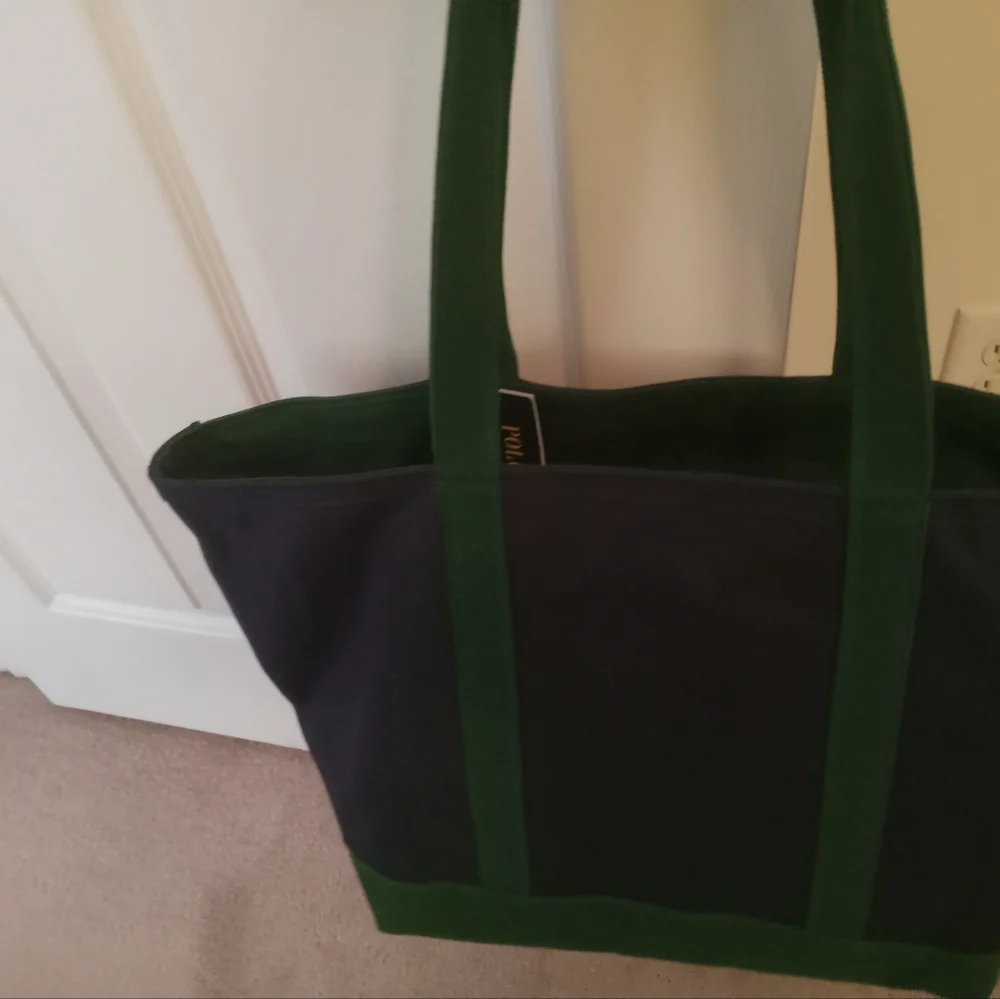 New Men's Polo Canvas Blue/Green Tote Bag